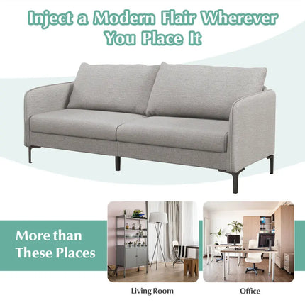 Modern 76 Inch Loveseat Sofa Couch for Apartment Dorm with Metal Legs-Gray - Gray - Sofas & Loveseats