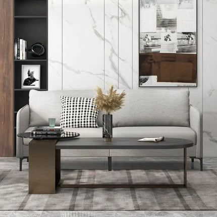 Modern 76 Inch Loveseat Sofa Couch for Apartment Dorm with Metal Legs-Gray - Gray - Sofas & Loveseats