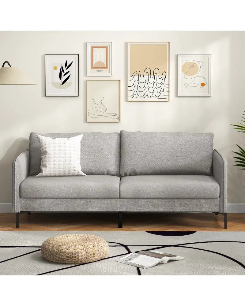 Modern 76 Inch Loveseat Sofa Couch for Apartment Dorm with Metal Legs-Gray - Gray - Sofas & Loveseats