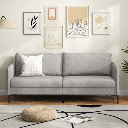 Modern 76 Inch Loveseat Sofa Couch for Apartment Dorm with Metal Legs-Gray - Gray - Sofas & Loveseats
