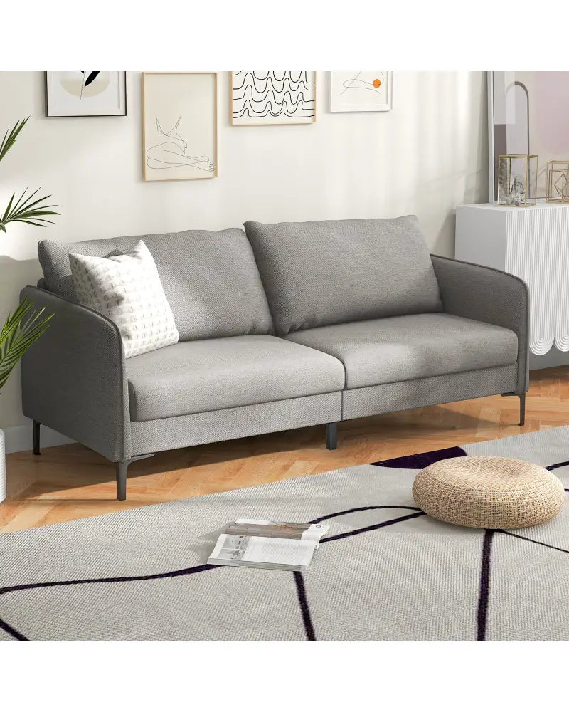 Modern 76 Inch Loveseat Sofa Couch for Apartment Dorm with Metal Legs-Gray - Gray - Sofas & Loveseats