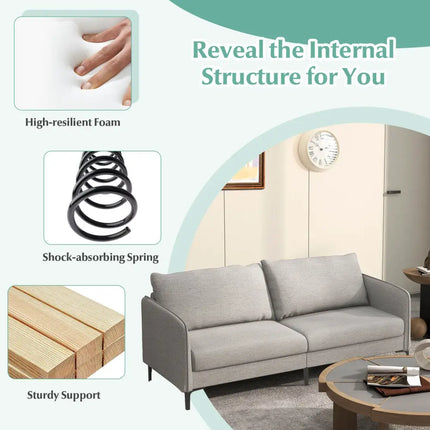 Modern 76 Inch Loveseat Sofa Couch for Apartment Dorm with Metal Legs-Gray - Gray - Sofas & Loveseats