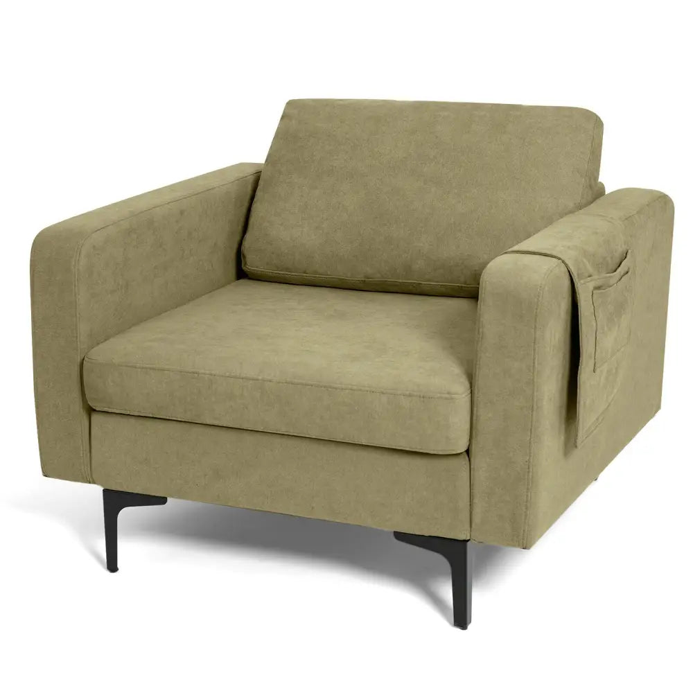 Modern Accent Armchair with Side Storage Pocket-Green - Green - Accent Chairs