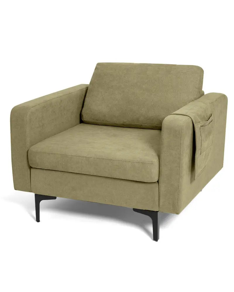 Modern Accent Armchair with Side Storage Pocket-Green - Green - Accent Chairs