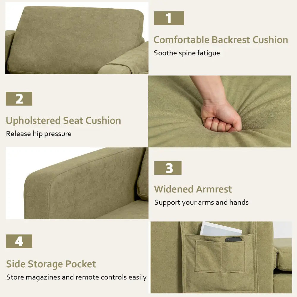 Modern Accent Armchair with Side Storage Pocket-Green - Green - Accent Chairs
