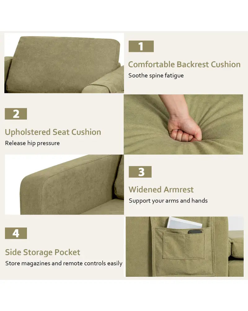 Modern Accent Armchair with Side Storage Pocket-Green - Green - Accent Chairs