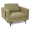 Modern Accent Armchair with Side Storage Pocket-Green - Green - Accent Chairs