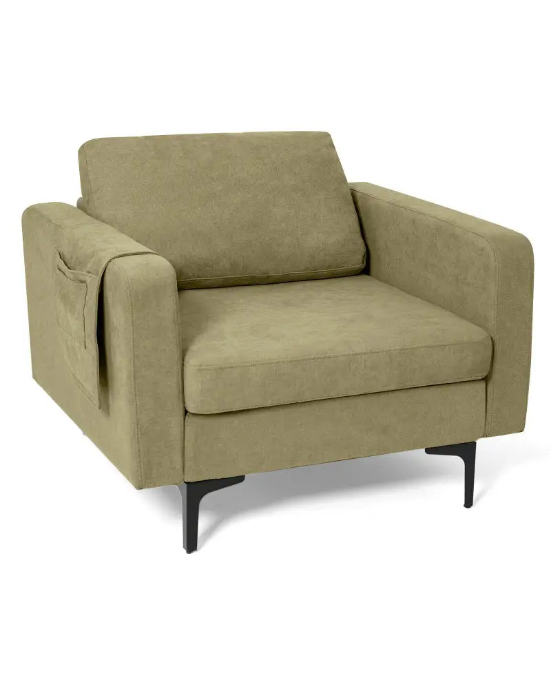 Modern Accent Armchair with Side Storage Pocket-Green - Green - Accent Chairs