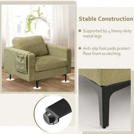 Modern Accent Armchair with Side Storage Pocket-Green - Green - Living Room