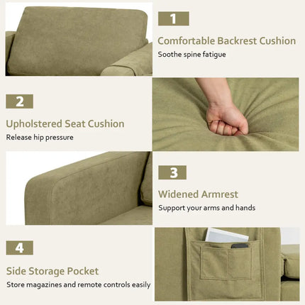 Modern Accent Armchair with Side Storage Pocket-Green - Green - Living Room