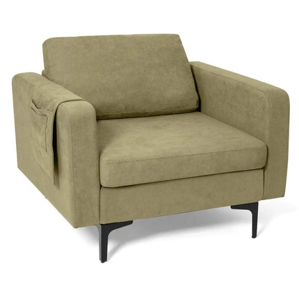 Modern Accent Armchair with Side Storage Pocket-Green - Green - Living Room