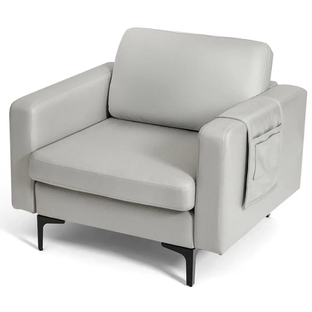 Modern Accent Armchair with Side Storage Pocket-Light Gray - Light Gray - Accent Chairs