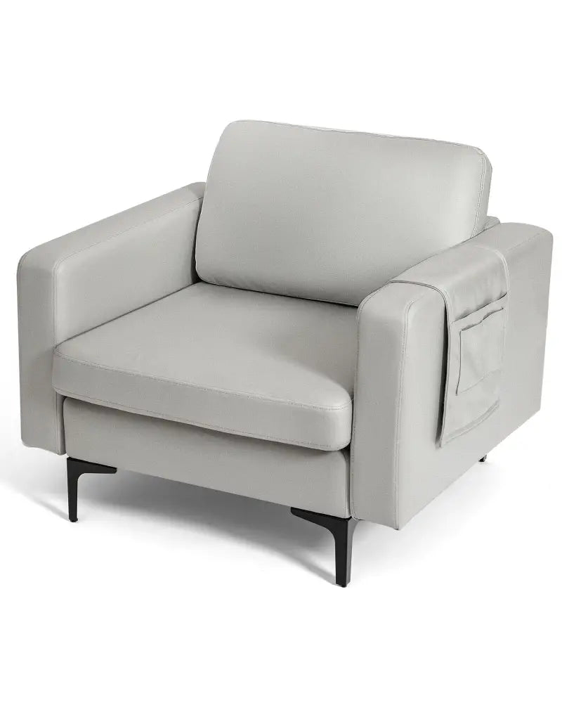 Modern Accent Armchair with Side Storage Pocket-Light Gray - Light Gray - Accent Chairs