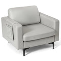 Modern Accent Armchair with Side Storage Pocket-Light Gray - Light Gray - Accent Chairs