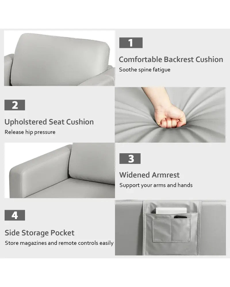Modern Accent Armchair with Side Storage Pocket-Light Gray - Light Gray - Accent Chairs