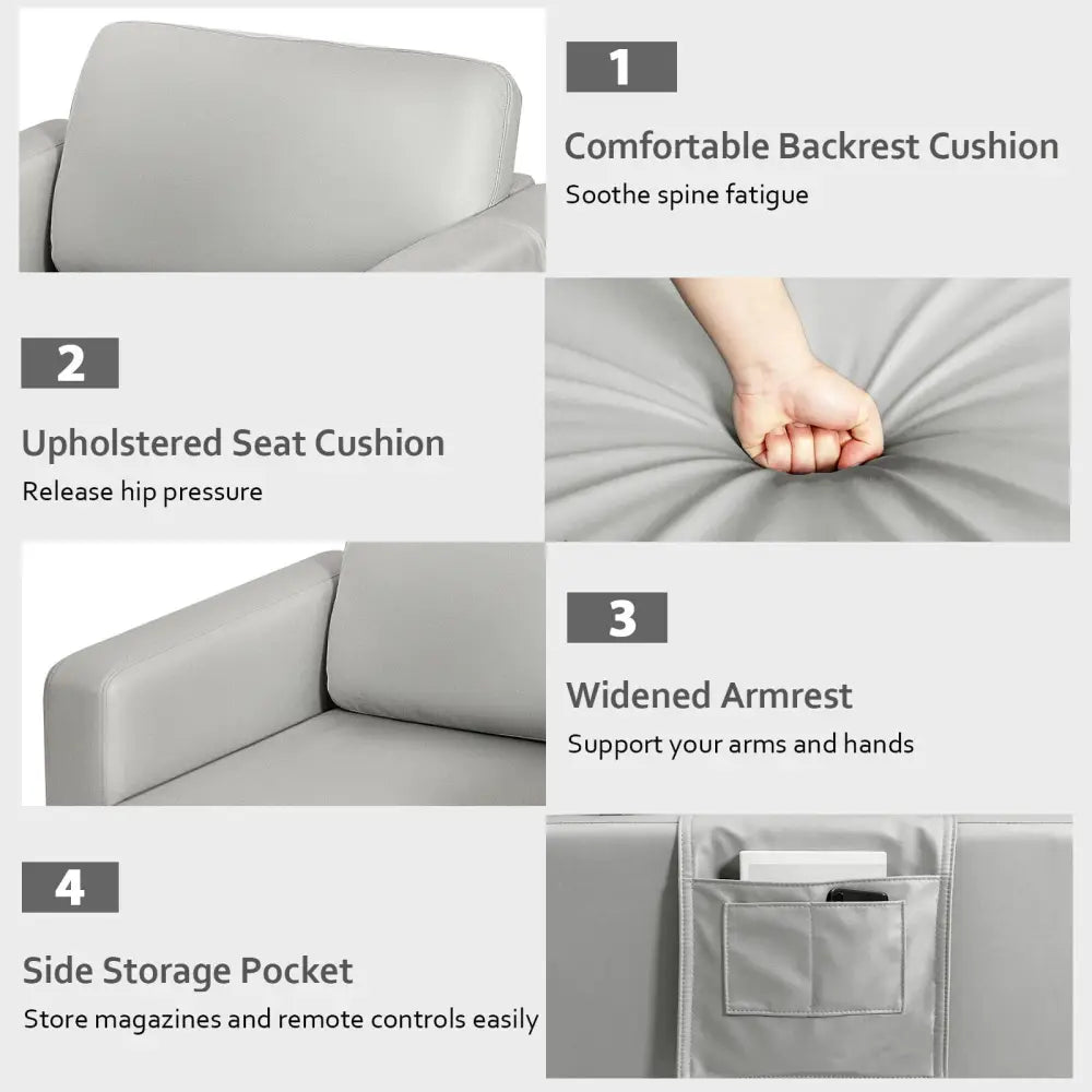 Modern Accent Armchair with Side Storage Pocket-Light Gray - Light Gray - Accent Chairs