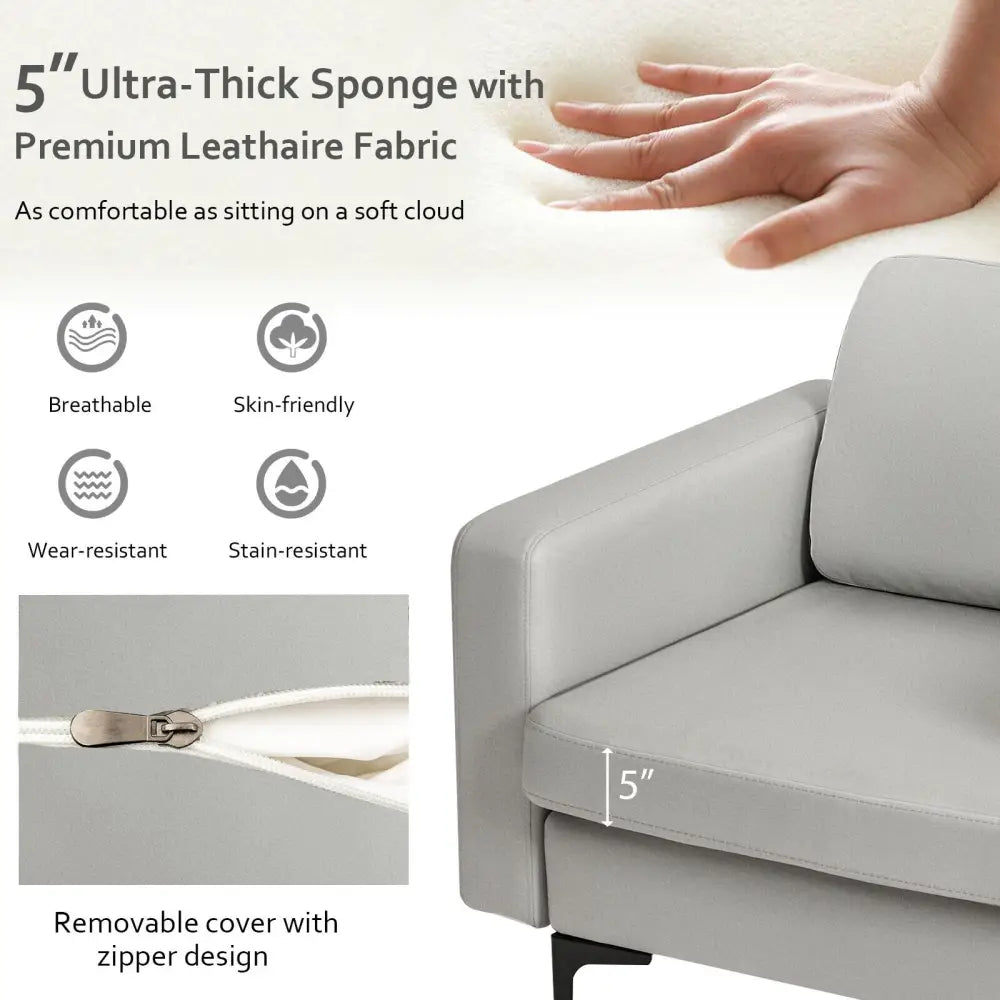 Modern Accent Armchair with Side Storage Pocket-Light Gray - Light Gray - Accent Chairs