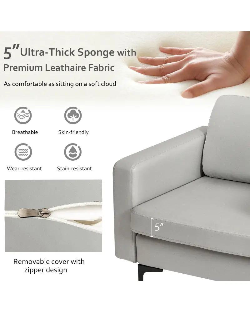Modern Accent Armchair with Side Storage Pocket-Light Gray - Light Gray - Accent Chairs
