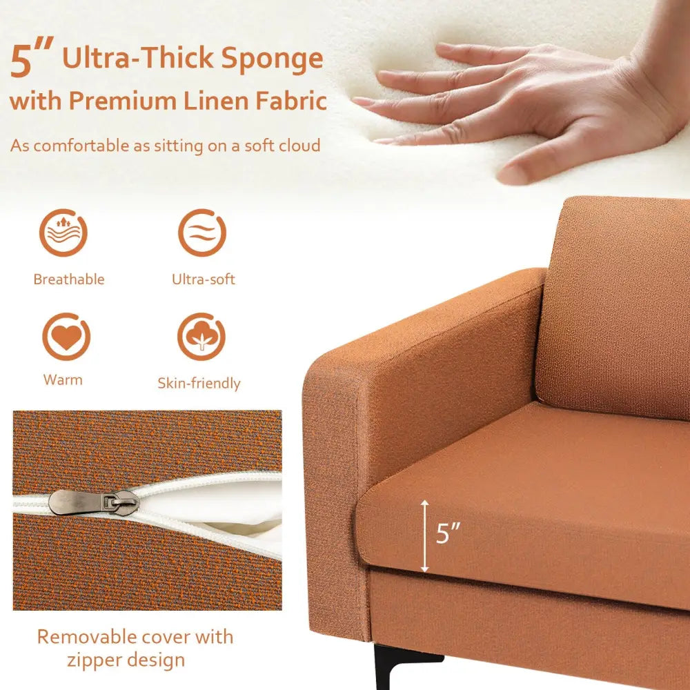 Modern Accent Armchair with Side Storage Pocket-Orange - Orange - Accent Chairs