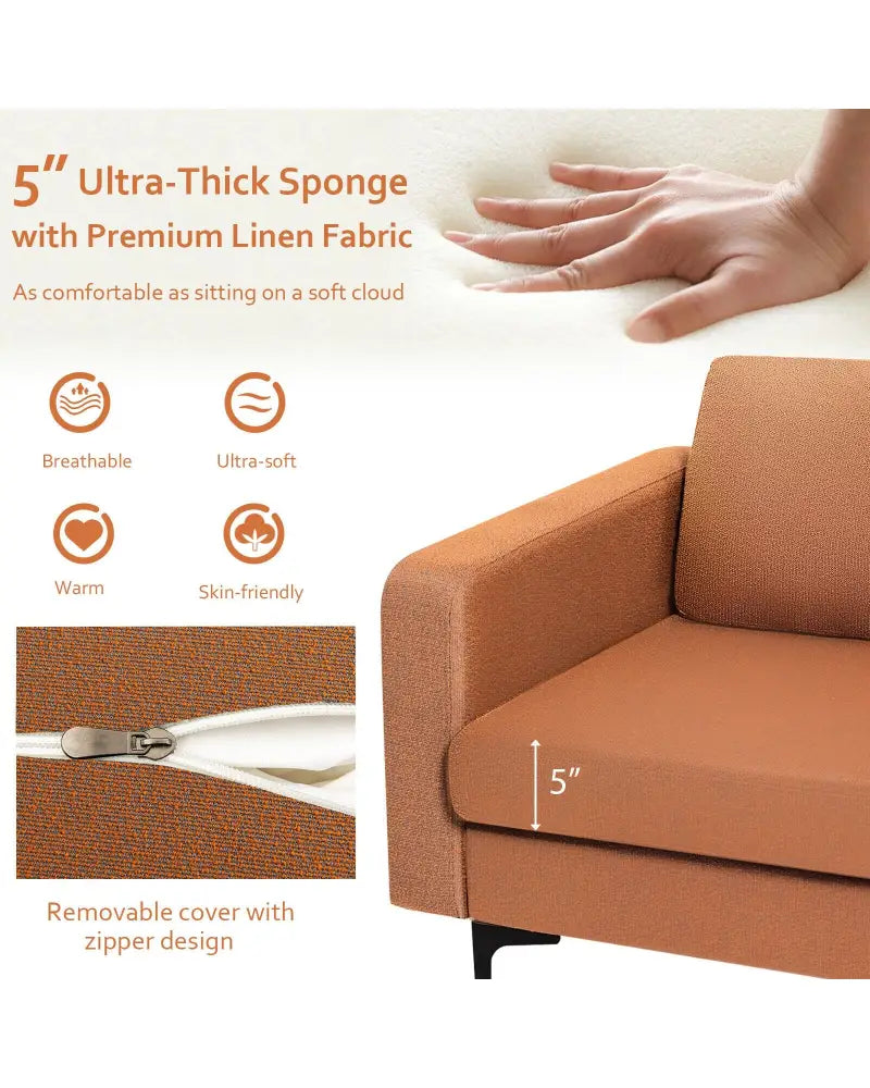 Modern Accent Armchair with Side Storage Pocket-Orange - Orange - Accent Chairs