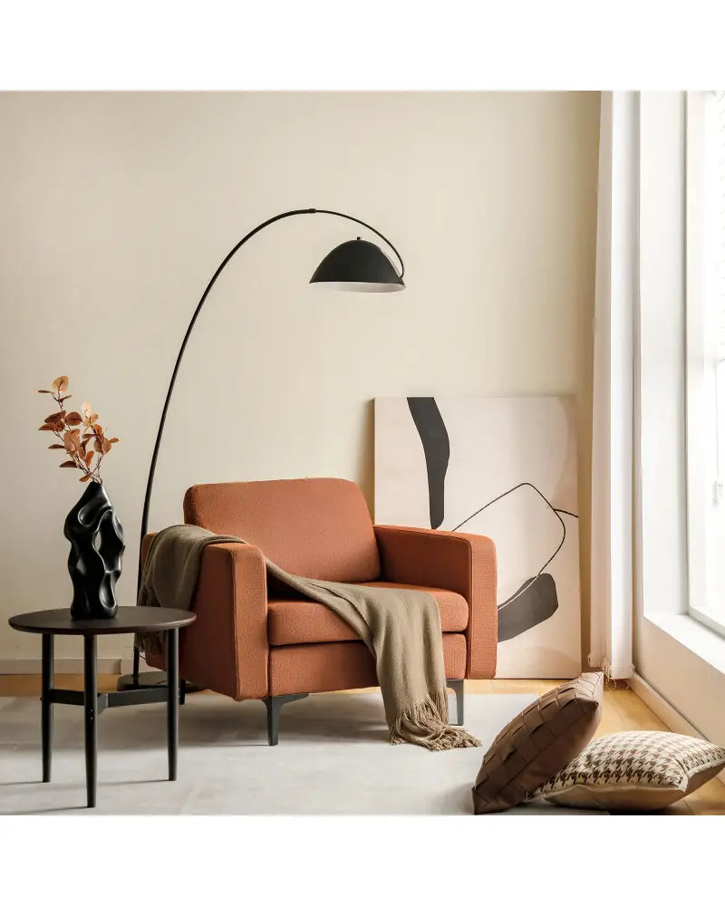 Modern Accent Armchair with Side Storage Pocket-Orange - Orange - Accent Chairs