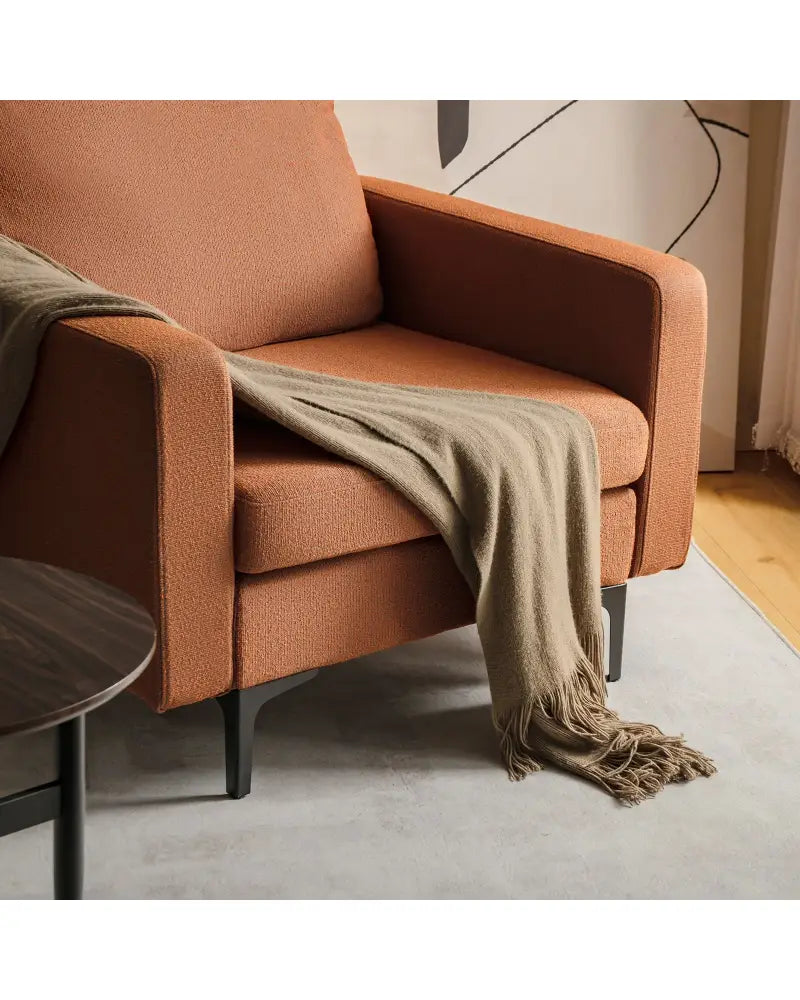 Modern Accent Armchair with Side Storage Pocket-Orange - Orange - Accent Chairs