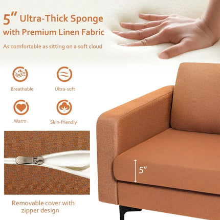 Modern Accent Armchair with Side Storage Pocket-Orange - Orange - Living Room