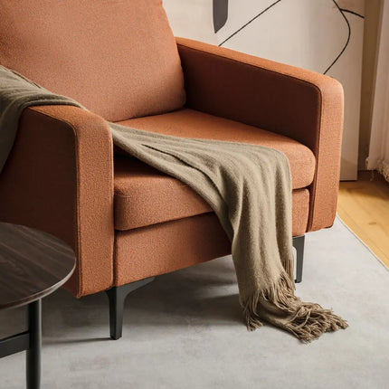 Modern Accent Armchair with Side Storage Pocket-Orange - Orange - Living Room