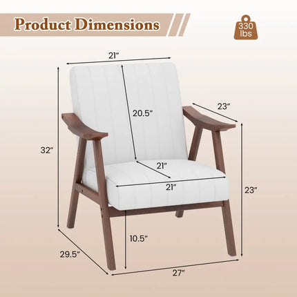 Modern Accent Chair Leisure Armchair with Felt Pads-Beige - Beige - Accent Chairs