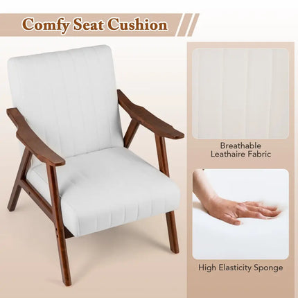 Modern Accent Chair Leisure Armchair with Felt Pads-Beige - Beige - Accent Chairs