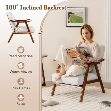 Modern Accent Chair Leisure Armchair with Felt Pads-Beige - Beige - Accent Chairs