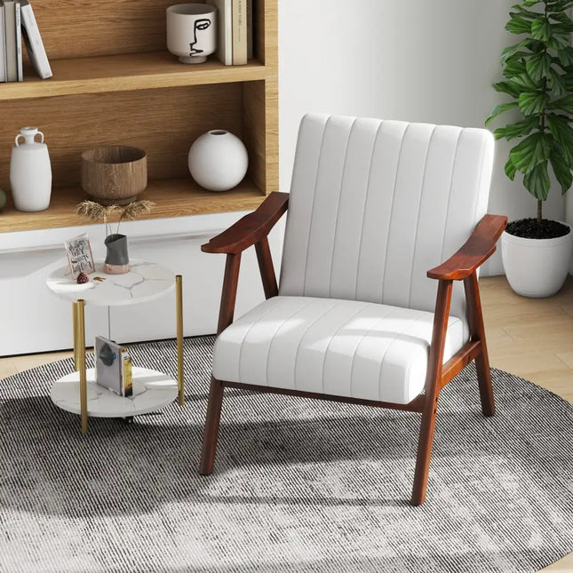 Modern Accent Chair Leisure Armchair with Felt Pads-Beige - Beige - Accent Chairs