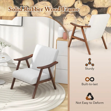 Modern Accent Chair Leisure Armchair with Felt Pads-Beige - Beige - Accent Chairs