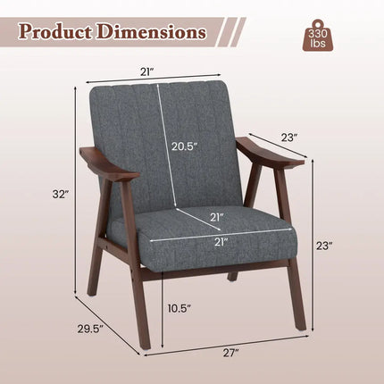 Modern Accent Chair Leisure Armchair with Felt Pads-Light Gray - Light Gray - Accent Chairs