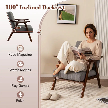 Modern Accent Chair Leisure Armchair with Felt Pads-Light Gray - Light Gray - Accent Chairs