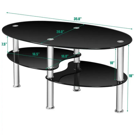 Modern Accent Chair & Tempered Glass Oval Side Coffee Table Set - Living Room