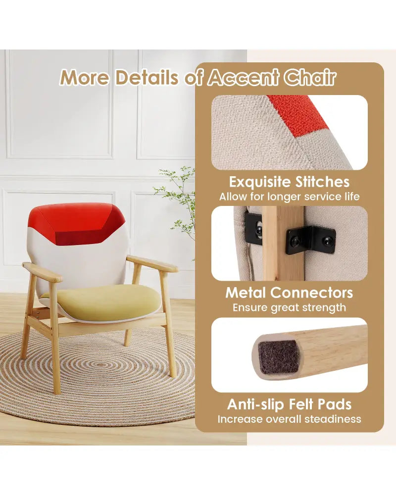 Modern Accent Chair Upholstered Side Armchair with Spacious Backrest - Accent Chairs