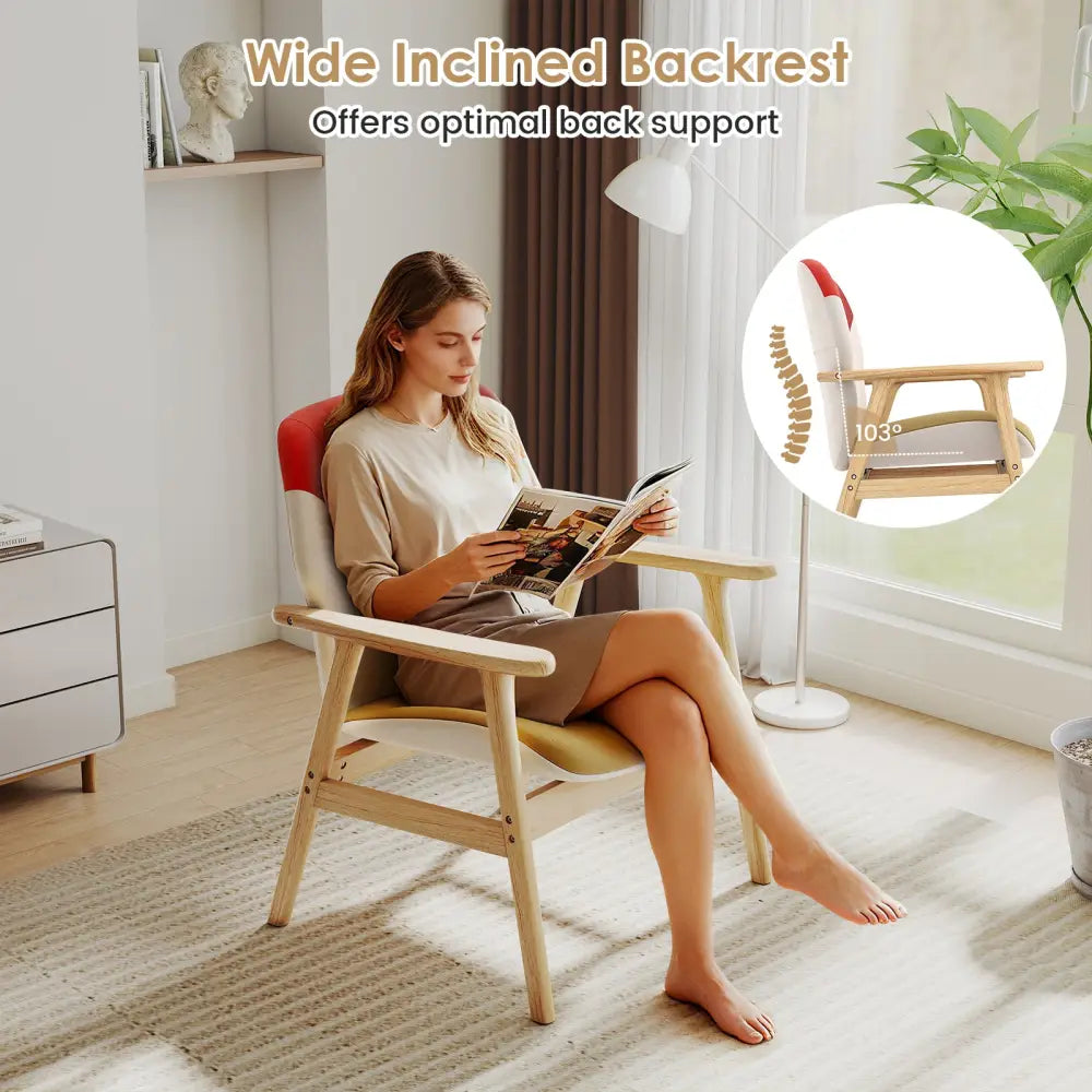 Modern Accent Chair Upholstered Side Armchair with Spacious Backrest - Accent Chairs