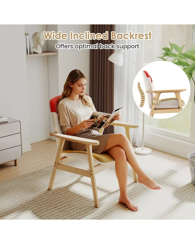 Modern Accent Chair Upholstered Side Armchair with Spacious Backrest - Accent Chairs