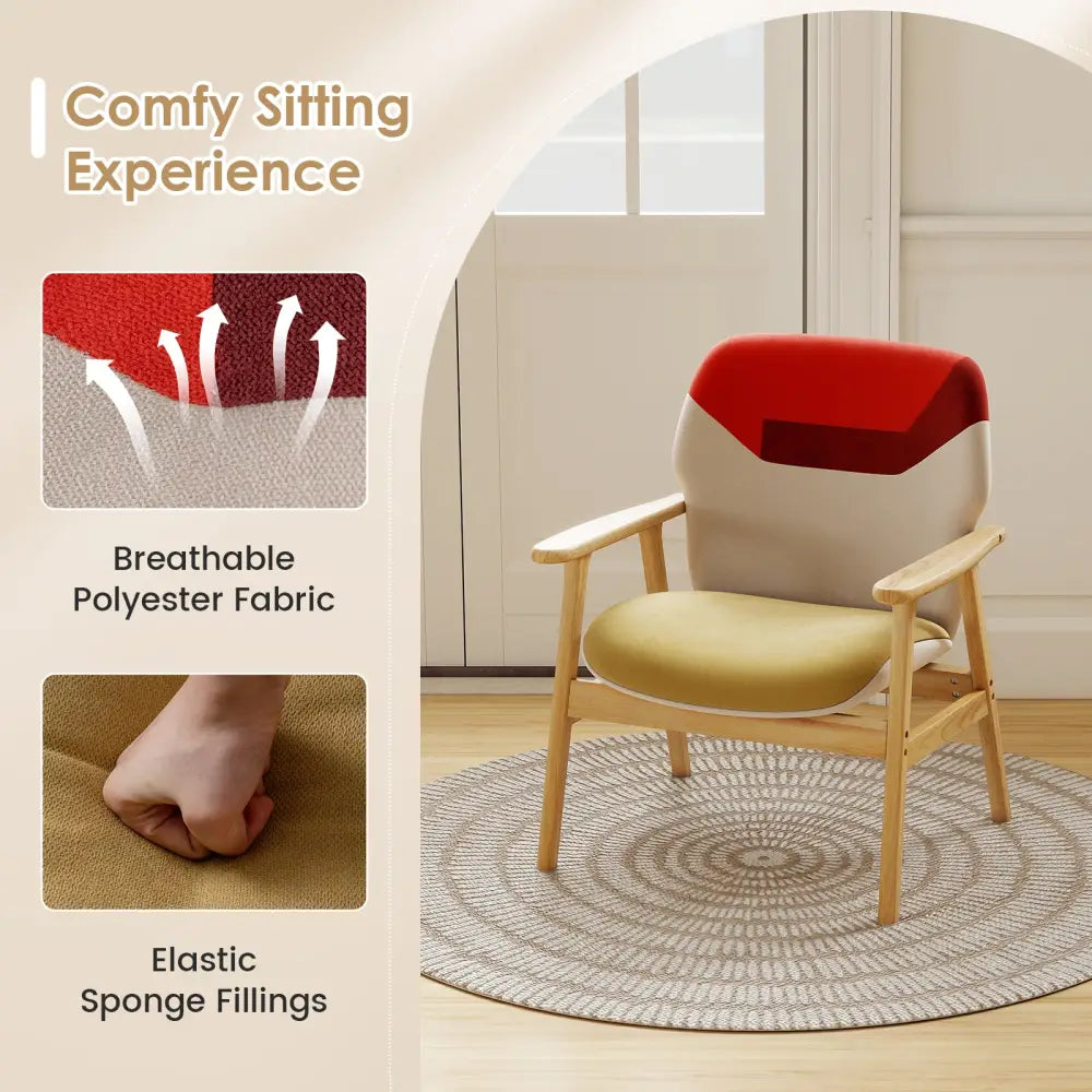 Modern Accent Chair Upholstered Side Armchair with Spacious Backrest - Accent Chairs