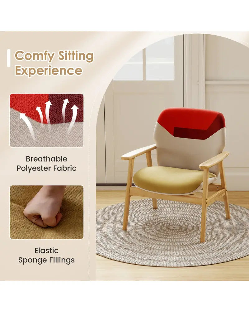 Modern Accent Chair Upholstered Side Armchair with Spacious Backrest - Accent Chairs