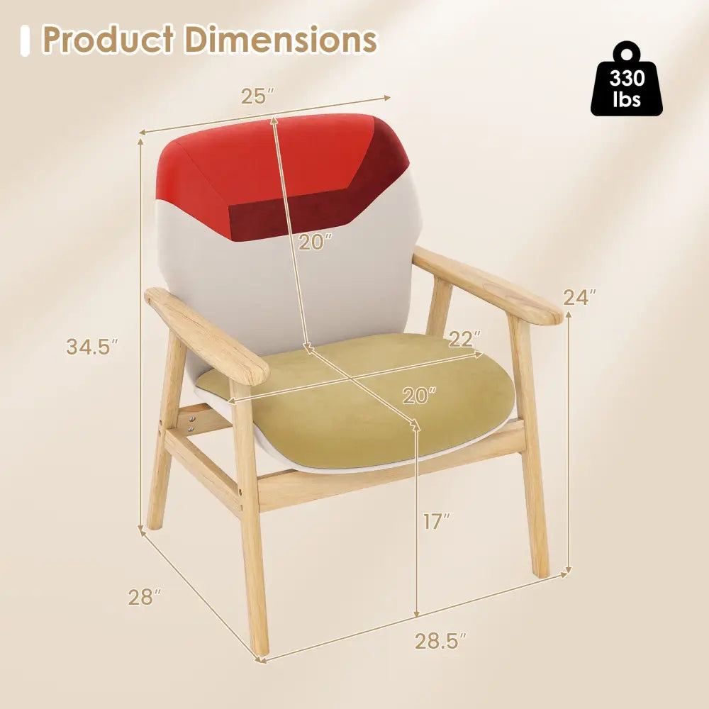Modern Accent Chair Upholstered Side Armchair with Spacious Backrest - Accent Chairs