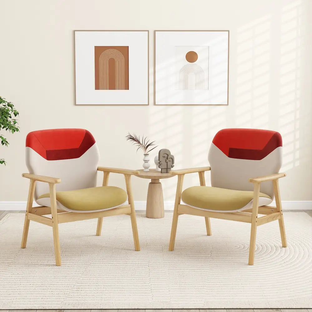 Modern Accent Chair Upholstered Side Armchair with Spacious Backrest - Accent Chairs