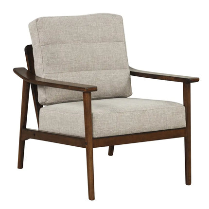 Modern Accent Chair with Rubber Wood Armrests and Legs for Living Room-Brown - Brown - Accent Chairs