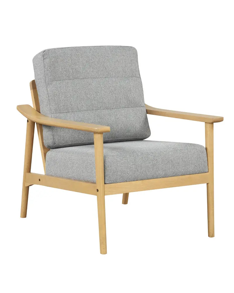 Modern Accent Chair with Rubber Wood Armrests and Legs for Living Room-Natural - Natural - Accent Chairs
