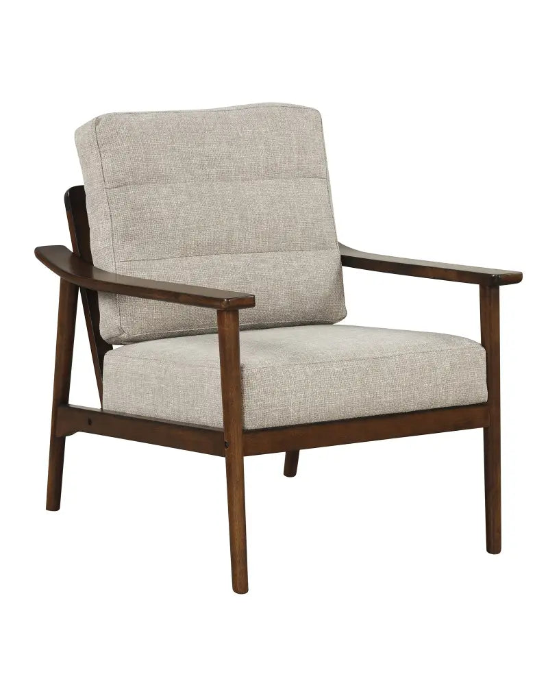 Modern Accent Chair with Rubber Wood Armrests and Legs for Living Room-Brown - Brown - Accent Chairs
