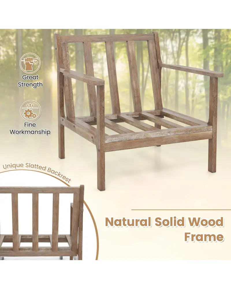 Modern Accent Chair with Solid Rubber Wood Armrests - Beige - Accent Chairs