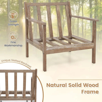 Modern Accent Chair with Solid Rubber Wood Armrests - Beige - Living Room