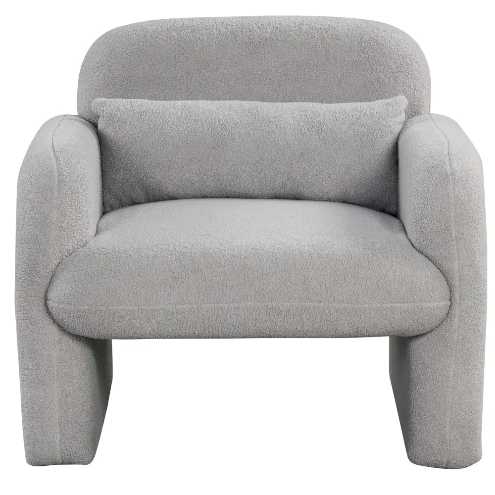 Modern Accent Chair with Waist Pillow and Armrests for Living Room Bedroom-Gray - Gray - Accent Chairs