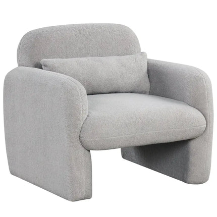 Modern Accent Chair with Waist Pillow and Armrests for Living Room Bedroom-Gray - Gray - Accent Chairs